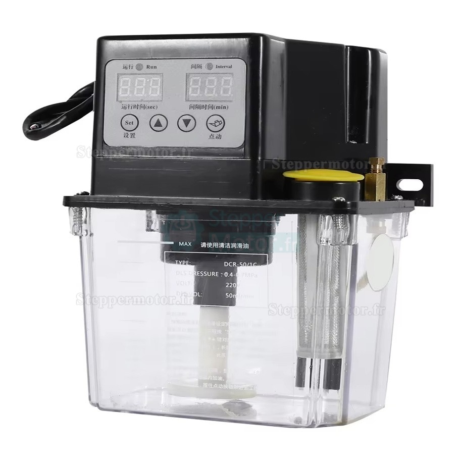 Pompe &agrave; huile de lubrification automatique CNC 220 V 1 L/2 L, pompe de lubrification &eacute;lectromagn&eacute;tique sans manom&egrave;tre